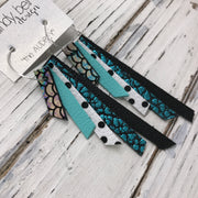 AUDREY - Leather Earrings  || METALLIC ANTIQUE MERMAID, MATTE ROBINS EGG BLUE, WHITE WITH BLACK POLKA DOTS, METALLIC TURQUOISE, MATTE BLACK