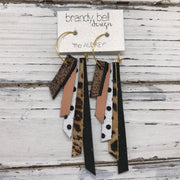 AUDREY - Leather Earrings  || METALLIC SHIMMER COPPR, METALLIC COPPER, WHITE WITH BLACK POLKADOTS, CHEETAH PRINT, SHIMMER BLACK