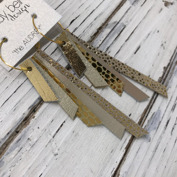 AUDREY - Leather Earrings  || METALLIC GOLD, SHIMMER GOLD, METALLIC GOLD SCALES, METALLIC CHAMPAGNE, METALLIC GOLD DRIPS