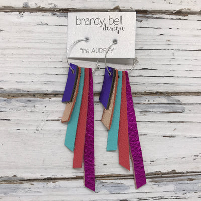 AUDREY - Leather Earrings  || METALLIC PURPLE, METALLIC ROSE GOLD, MATTE ROBINS EGG BLUE, MATTE CORAL, METALLIC NEON PINK