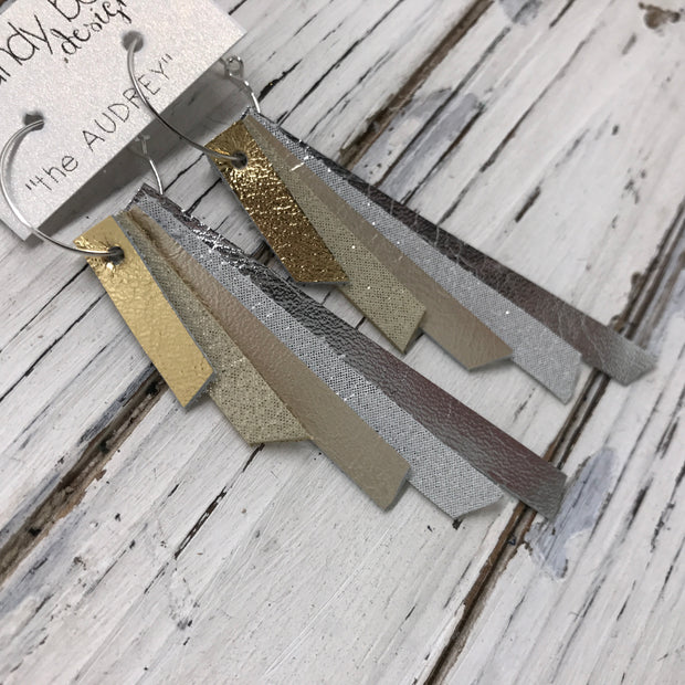 AUDREY - Leather Earrings  || METALLIC GOLD, SHIMMER GOLD, METALLIC CHAMPAGNE, SHIMMER SILVER, METALLIC SILVER