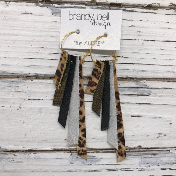 AUDREY - Leather Earrings  || CHEETAH PRINT, SHIMMER ANTIQUE GOLD, MATTE BLACK, SHIMMER ROSE GOLD, CHEETAH