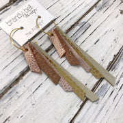 AUDREY - Leather Earrings  || METALLIC ROSE GOLD, SHIMMER COPPER (LIGHT), LIGHT PINK WITH METALLIC GOLD ACCENTS, METALLIC GOLD SCALES, SHIMMER GOLD
