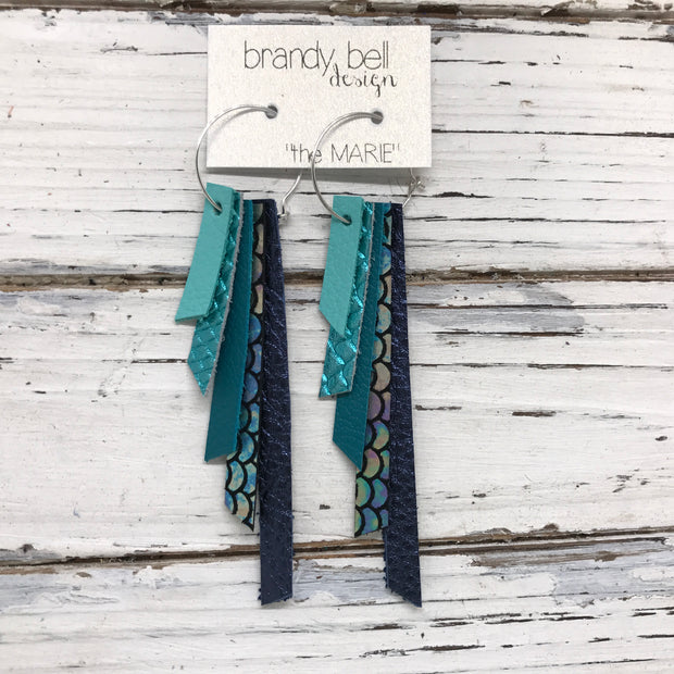 AUDREY - Leather Earrings  || MATTE ROBINS EGG BLUE, METALLIC AQUA COBRA, MATTE DARK TEAL, METALLIC ANTIQUE MERMAID, METALLIC NAVY TEXTURE
