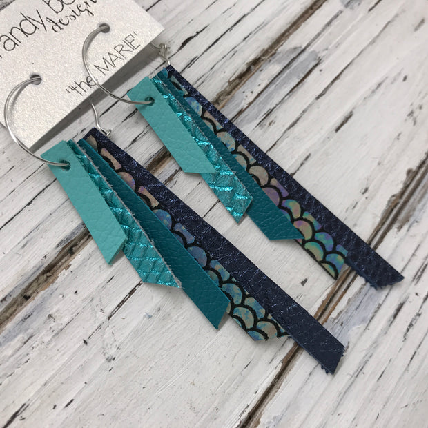 AUDREY - Leather Earrings  || MATTE ROBINS EGG BLUE, METALLIC AQUA COBRA, MATTE DARK TEAL, METALLIC ANTIQUE MERMAID, METALLIC NAVY TEXTURE
