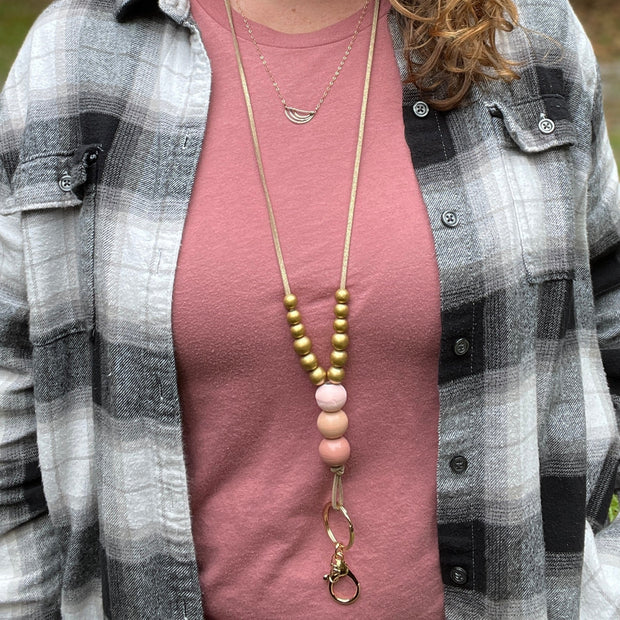 Adjustable Suede Lanyard Necklace || <br> Black Shimmer Suede & Aqua/Mint beads