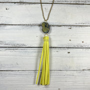 TASSEL NECKLACE - TIFFANIE      ||  NEON YELLOW TASSEL WITH DECORATIVE BEAD