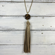 TASSEL NECKLACE - TIFFANIE      ||  SPARKLE GOLD TASSEL WITH DECORATIVE BEAD