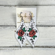 HAND-PAINTED MAE - Leather Earrings  ||  Hand-painted earrings by Brandy Bell (CORAL FLOWER)