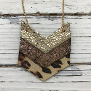 EMERSON - Leather Necklace  ||  METALLIC GOLD DRIPS, SHIMMER COPPER ON BLACK, CHEETAH PRINT