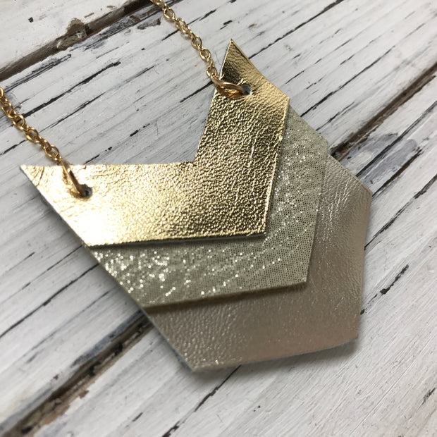 EMERSON - Leather Necklace  ||  METALLIC GOLD, SHIMMER GOLD, METALLIC CHAMPAGNE