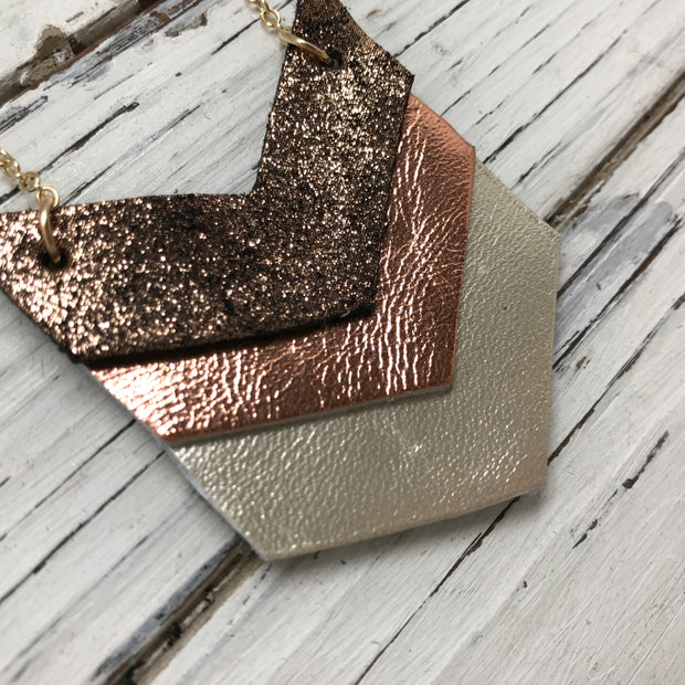 EMERSON - Leather Necklace  ||  SHIMMER COPPER ON BLACK, METALLIC COPPER, METALLIC CHAMPAGNE