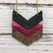 EMERSON - Leather Necklace  ||  SHIMMER BLACK, METALLIC CRANBERRY, SHIMMER COPPER ON BLACK