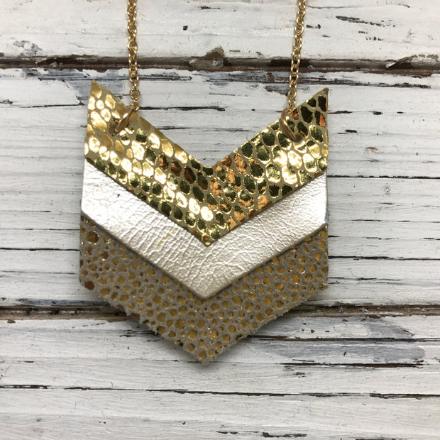 EMERSON - Leather Necklace  ||  METALLIC GOLD SCALES, METALLIC CHAMPAGNE, METALLIC GOLD DRIPS