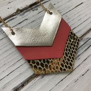 EMERSON - Leather Necklace  ||  METALLIC CHAMPAGNE, MATTE SALMON, METALLIC GOLD SCALES