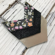 EMERSON - Leather Necklace  ||  BLACK MINI FLORAL, SHIMMER BLACK, METALLIC CHAMPAGNE