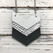 EMERSON - Leather Necklace  ||  MATTE WHITE, METALLIC SILVER COBRA, MATTE DARK GRAY