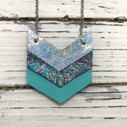 EMERSON - Leather Necklace  ||  METALLIC SILVER IRIDESCENT, METALLIC IRIDESCENT SWIRL, MATTE ROBINS EGG BLUE