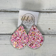 ZOEY (3 sizes available!) -  Leather Earrings  ||   TAFFY PINK GLITTER ON LEATHER (THICK)