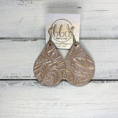 ZOEY (3 sizes available!) -  Leather Earrings  ||  ROSE GOLD/GOLD WESTERN FLORAL