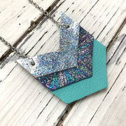 EMERSON - Leather Necklace  ||  METALLIC SILVER IRIDESCENT, METALLIC IRIDESCENT SWIRL, MATTE ROBINS EGG BLUE