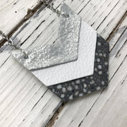 EMERSON - Leather Necklace  ||  SHIMMER SILVER, MATTE WHITE, SILVER STINGRAY