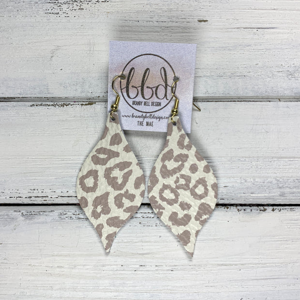 MAE - Leather Earrings  ||  NUDE LEOPARD