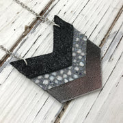 EMERSON - Leather Necklace  ||  SHIMMER BLACK, SILVER STINGRAY, METALLIC SILVER
