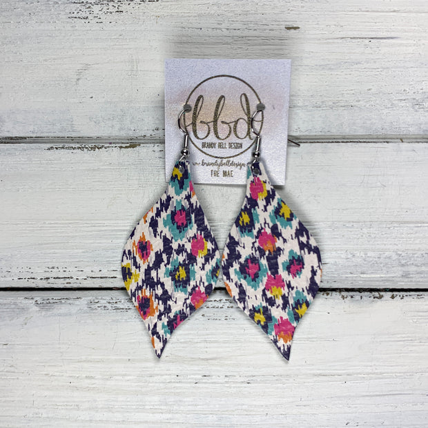 MAE - Leather Earrings  ||  MULTICOLOR IKAT