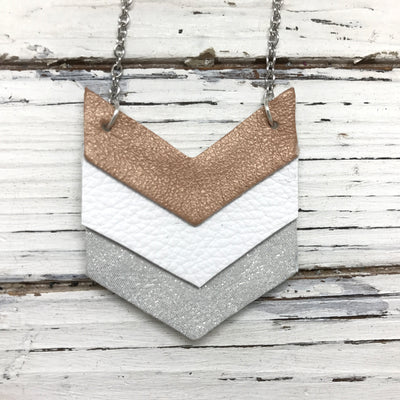 EMERSON - Leather Necklace  ||  PEARLIZED PINK, MATTE WHITE, SHIMMER SILVER
