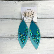 DOROTHY - Leather Earrings  ||  <BR> MATTE TURQUOISE, <BR> TEAL GLITTER ON CORK, <BR> ROBINS EGG BLUE