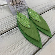 DOROTHY - Leather Earrings  || GREEN APPLE GLITTER (faux leather), SPRING GREEN, SHIMMER GREEN