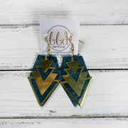 SUEDE + STEEL *Limited Edition* COLLECTION || <BR>LARGE BRASS AZTEC TRIANGLE, <BR> DISTRESSED TEAL