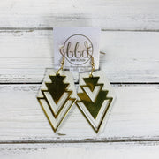 SUEDE + STEEL *Limited Edition* COLLECTION || <BR>LARGE BRASS AZTEC TRIANGLE, <BR> PEARL WHITE