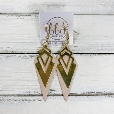 SUEDE + STEEL *Limited Edition* COLLECTION || <BR> SMALL BRASS AZTEC TRIANGLE, <BR> MATTE BLUSH PINK