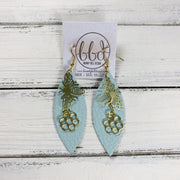 SUEDE + STEEL *Limited Edition* COLLECTION || <BR> BRASS BEE AND HONEYCOMB, <BR> PALE AQUA MINT