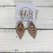 JEAN || Leather Earrings || <BR> ROSE GOLD GLITTER (FAUX LEATHER), <BR> SHIMMER VINTAGE PINK