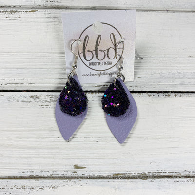 JEAN || Leather Earrings || <BR> WICKED WITCH GLITTER (FAUX LEATHER), <BR> MATTE LAVENDER