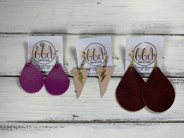 SUEDE + STEEL *Limited Edition* COLLECTION || <BR> MINI LIGHTNING BOLT , <BR> MATTE CORAL/PINK (*Choose Bolt finish)