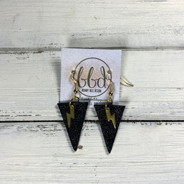 SUEDE + STEEL *Limited Edition* COLLECTION || <BR> MINI LIGHTNING BOLT , <BR> SHIMMER BLACK (*Choose Bolt finish)
