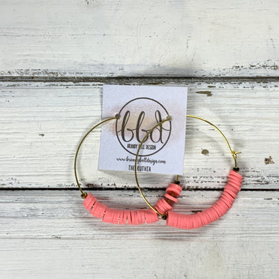 RUTHIA - Rubber Disk Hoop Earrings  ||   CORAL