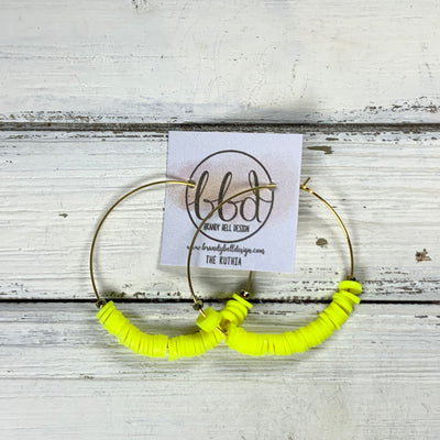 RUTHIA - Rubber Disk Hoop Earrings  ||    NEON YELLOW