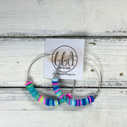 RUTHIA - Rubber Disk Hoop Earrings  ||    AQUA & PINK