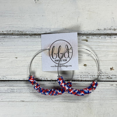 RUTHIA - Rubber Disk Hoop Earrings  ||  RED, WHITE & BLUE