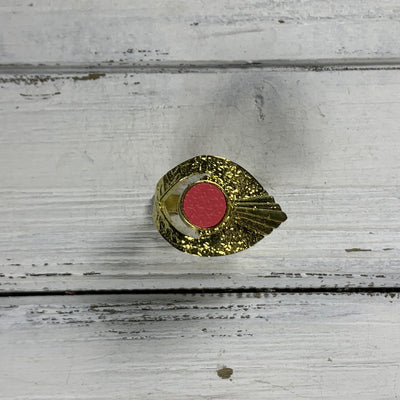 SUEDE + STEEL *Limited Edition* COLLECTION ||  <br> Adjustable Raw Brass Ring ||  GOLD w/ MATTE CORAL/PINK