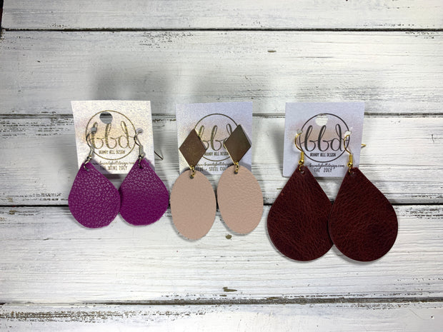 SUEDE + STEEL *Limited Edition* COLLECTION || <BR> GOLD BRASS DIAMOND STUD, <BR> MATTE BLUSH PINK