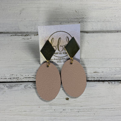 SUEDE + STEEL *Limited Edition* COLLECTION || <BR> GOLD BRASS DIAMOND STUD, <BR> MATTE BLUSH PINK