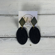 SUEDE + STEEL *Limited Edition* COLLECTION || <BR> GOLD BRASS DIAMOND STUD, <BR> BLACK PALMS