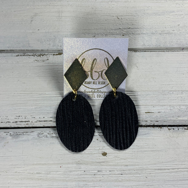 SUEDE + STEEL *Limited Edition* COLLECTION || <BR> GOLD BRASS DIAMOND STUD, <BR> BLACK PALMS