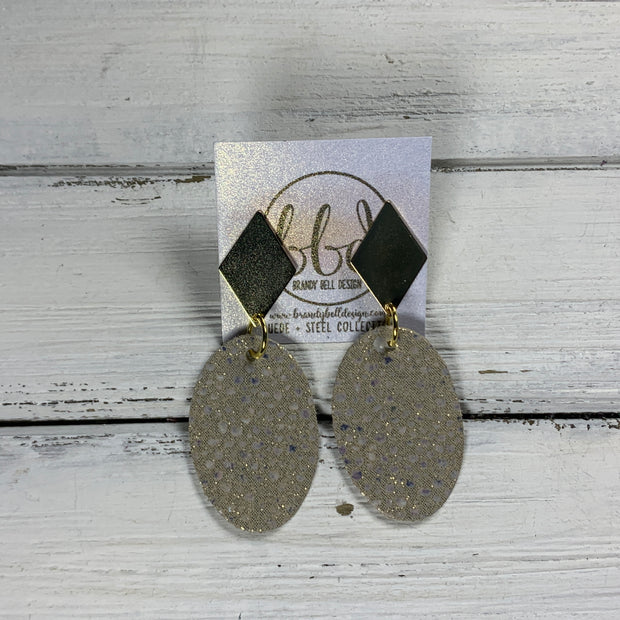 SUEDE + STEEL *Limited Edition* COLLECTION || <BR> GOLD BRASS DIAMOND STUD, <BR> IVORY STINGRAY